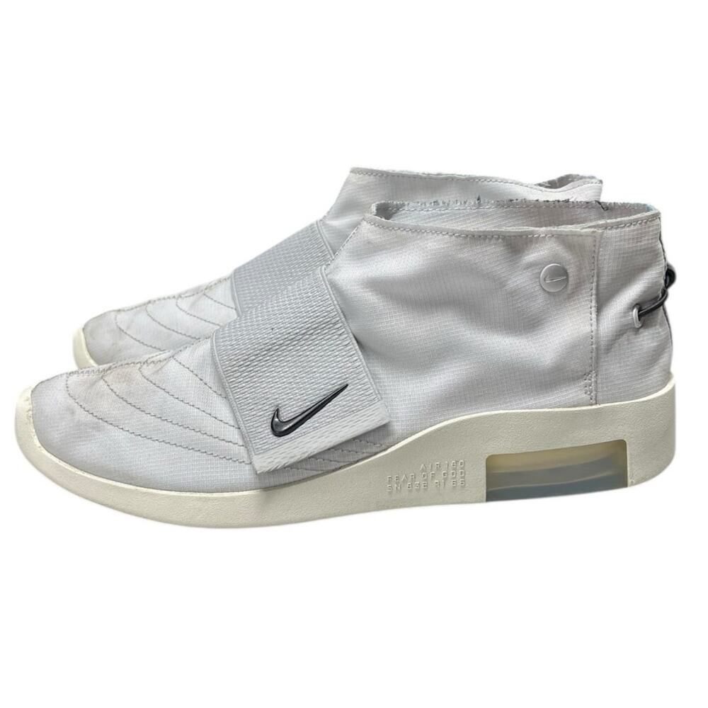 Mens Nike Air Fear Of God Moc AT8086-001 Leather Athletic Sneaker SZ 10.5 Silver